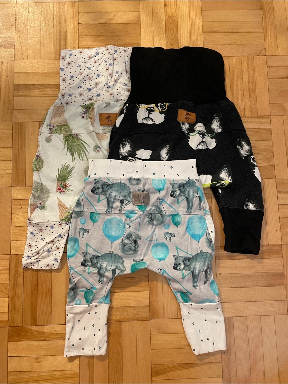3-Piece Evolutive Baby Harem Pants Set — Bear Balloon, Pineapple & Puppy Prints